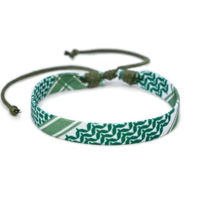 Keffiyeh Print Bracelet - Green/White