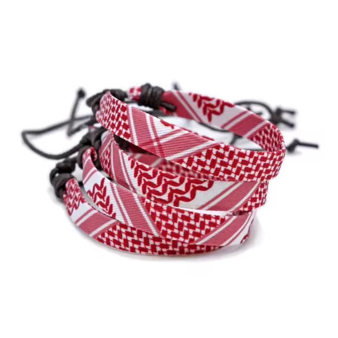 Keffiyeh Print Bracelet - Red/White
