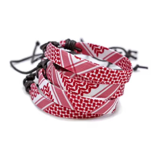 Keffiyeh Print Bracelet - Red/White