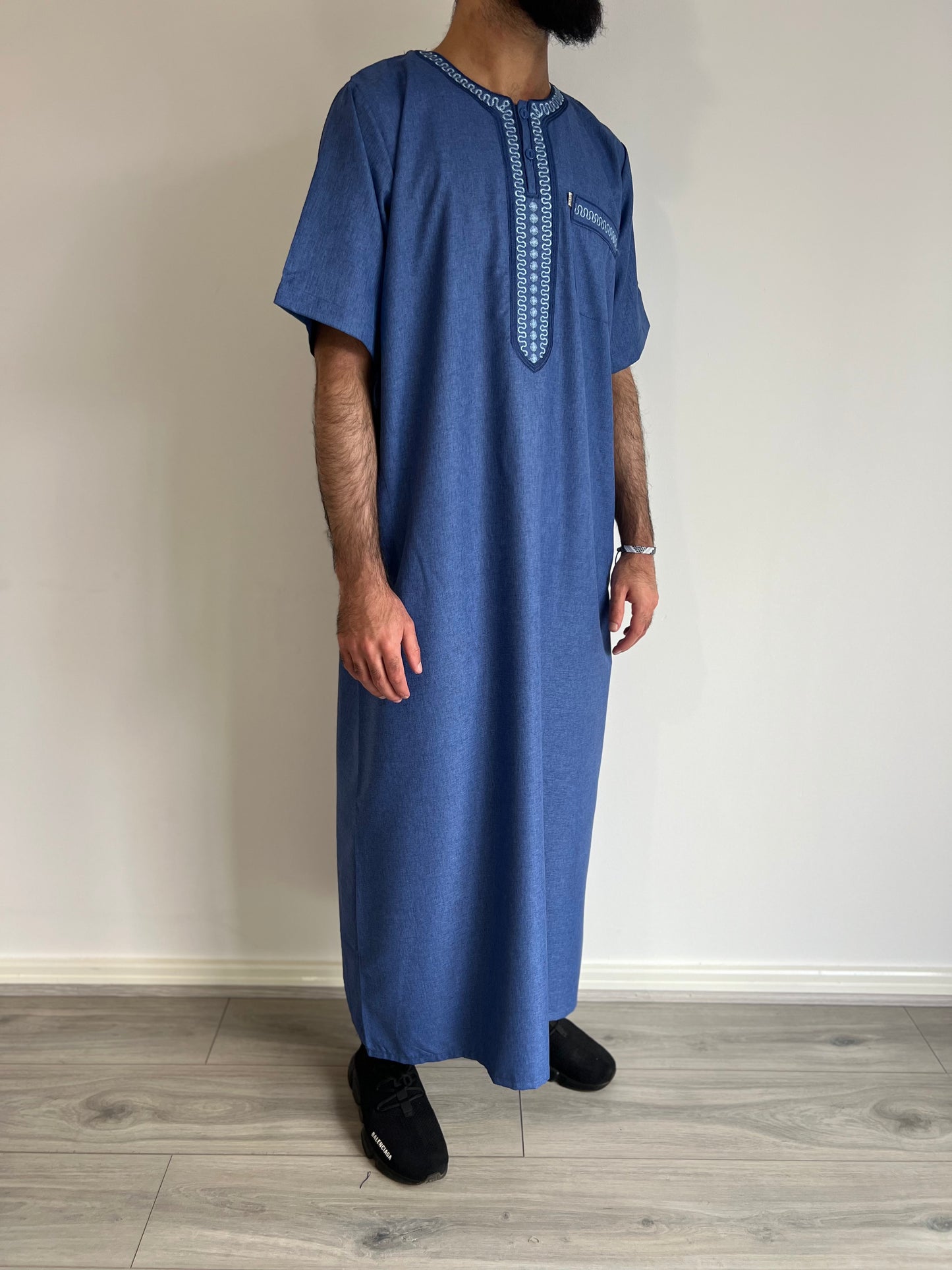 Moroccan Thobe - True Blue
