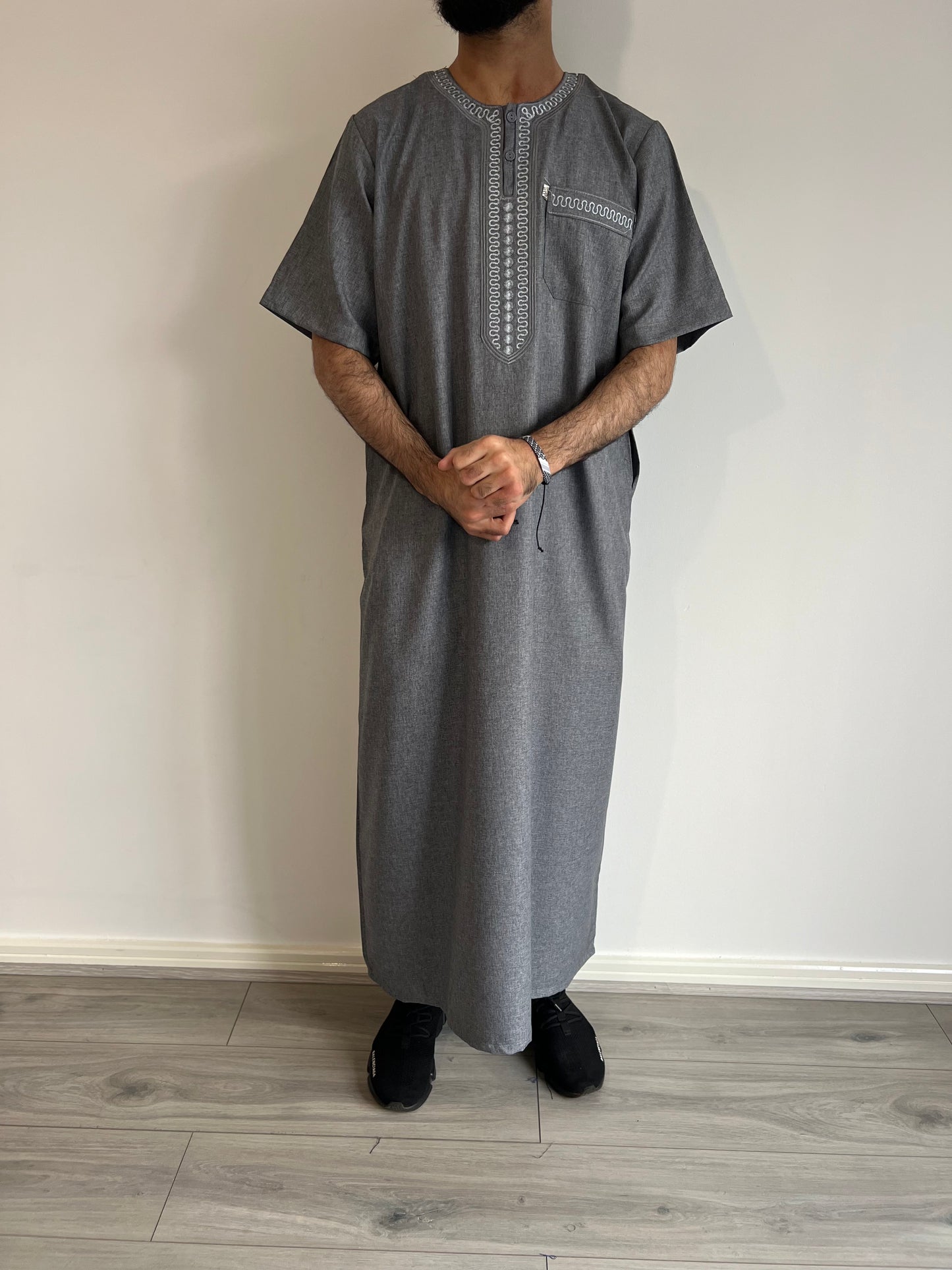 Moroccan Thobe - Slate Grey
