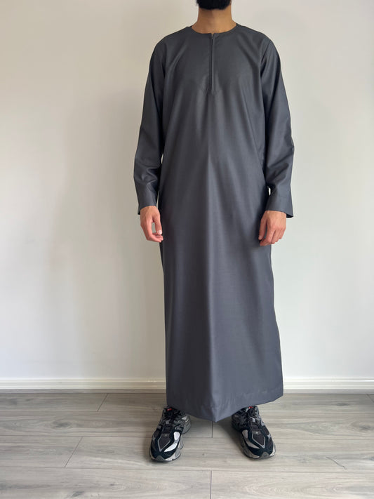 Premium Omani Thobe - Charcoal Grey