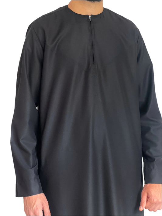 Premium Omani Thobe - Obsidian Black
