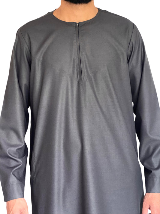 Premium Omani Thobe - Charcoal Grey