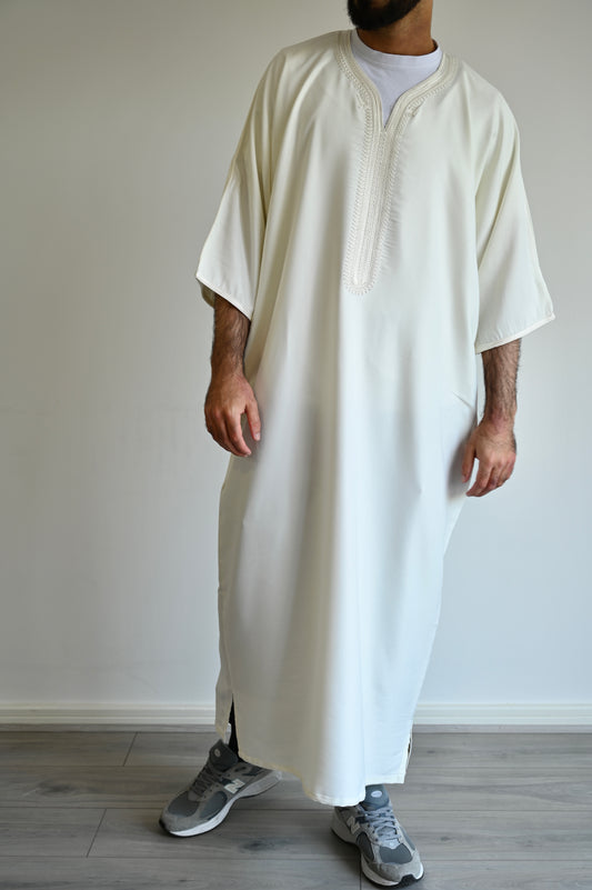 Premium Moroccan Thobe - Casablanca Cream