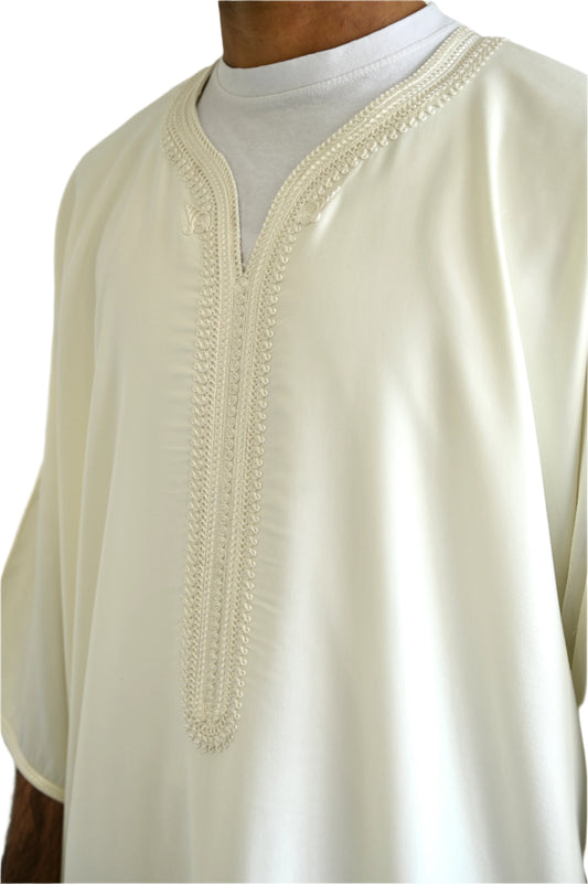 Premium Moroccan Thobe - Casablanca Cream
