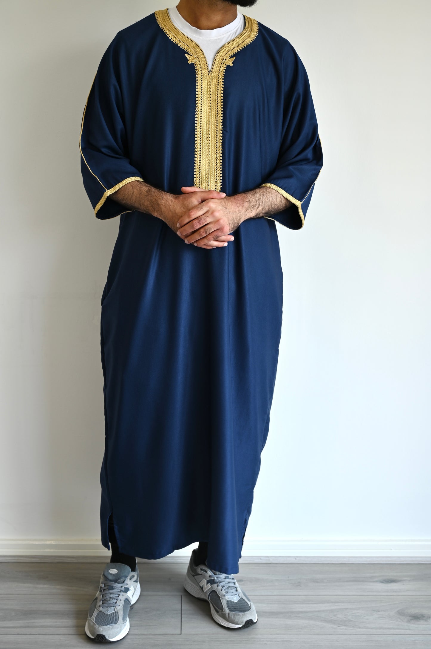 Premium Moroccan Thobe - Majestic Navy