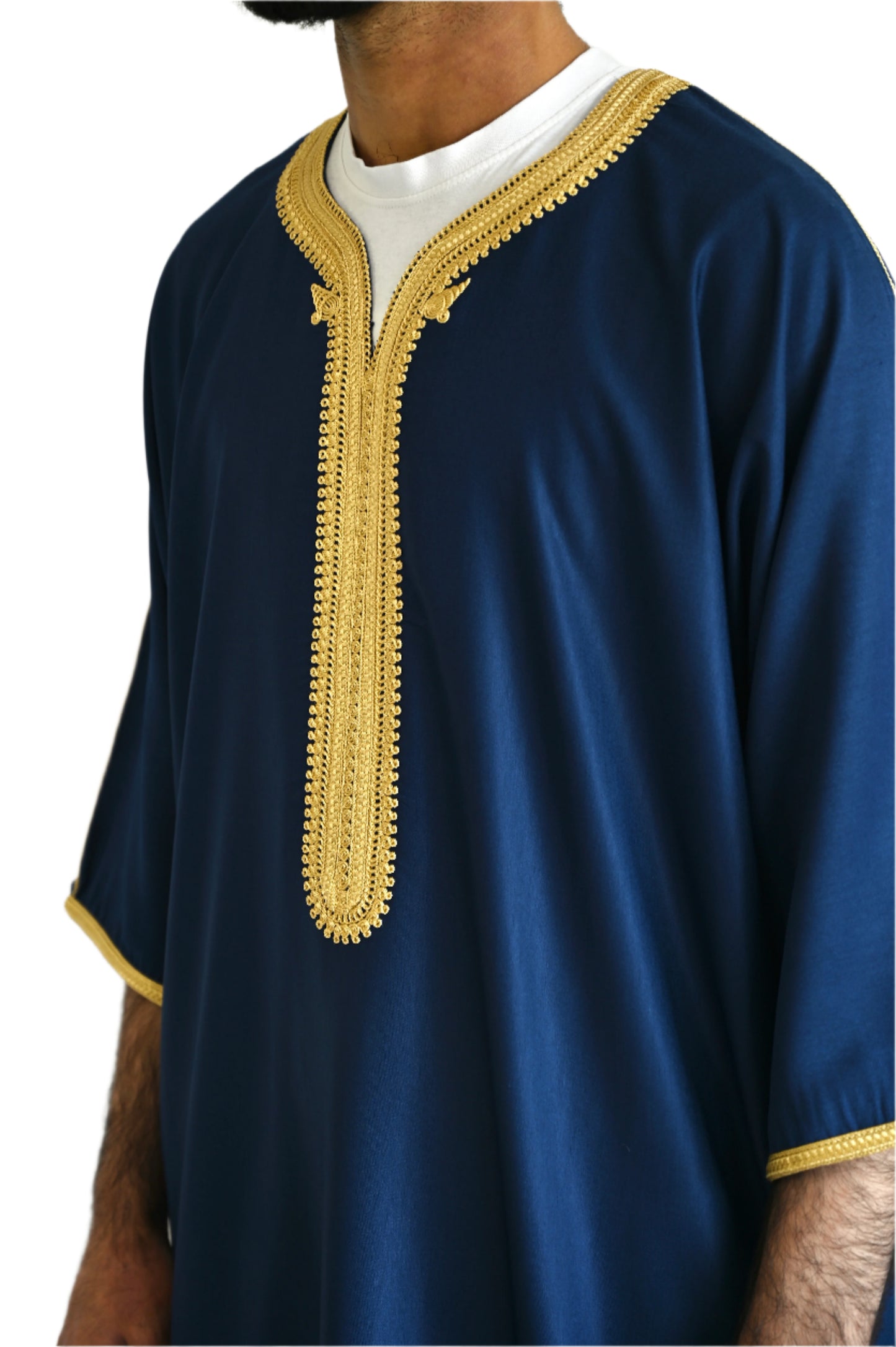 Premium Moroccan Thobe - Majestic Navy