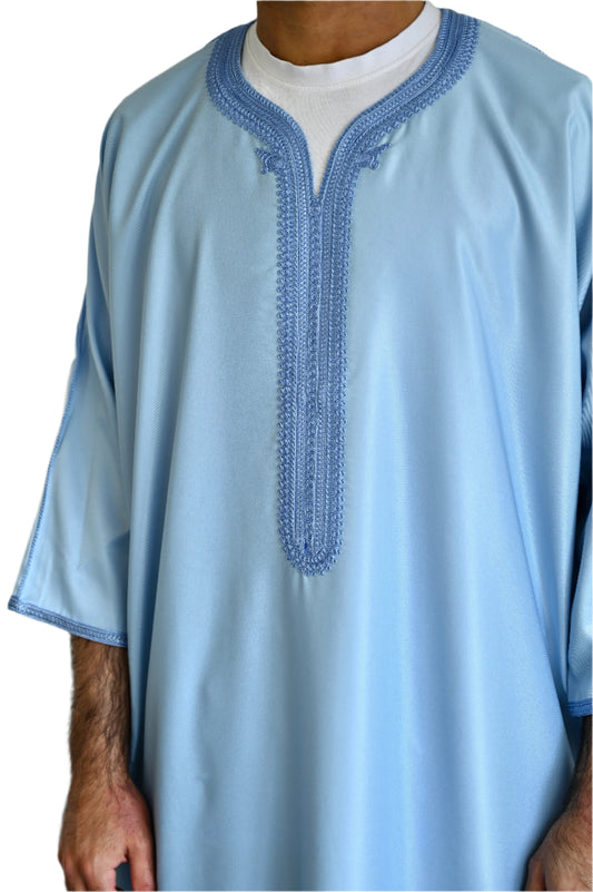 Premium Moroccan Thobe - Sky Blue