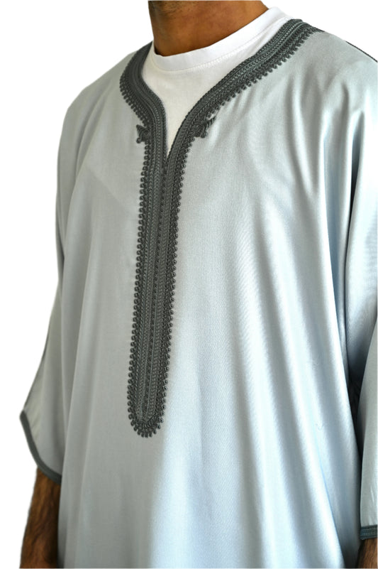 Premium Moroccan Thobe - Platinum Grey