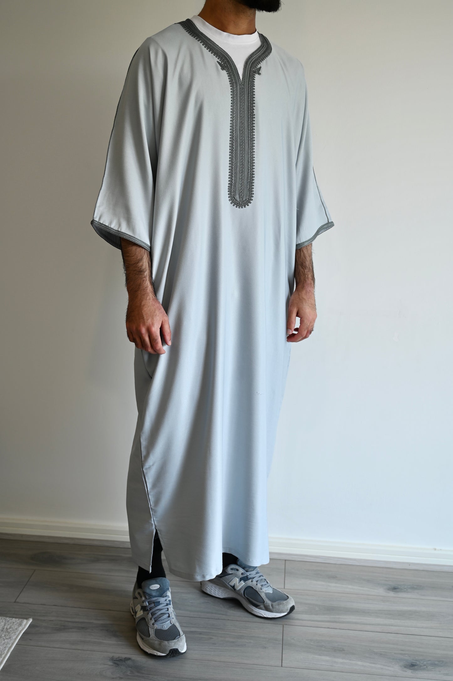 Premium Moroccan Thobe - Platinum Grey