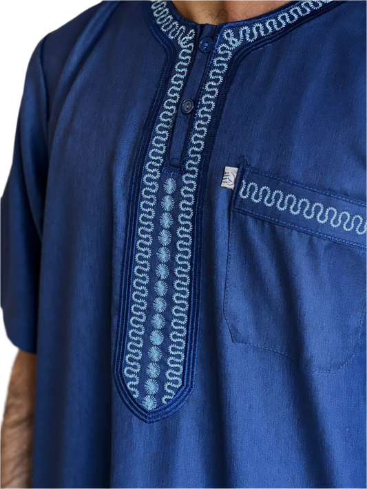 Moroccan Thobe - Navy Blue