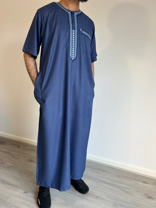 Moroccan Thobe - Navy Blue