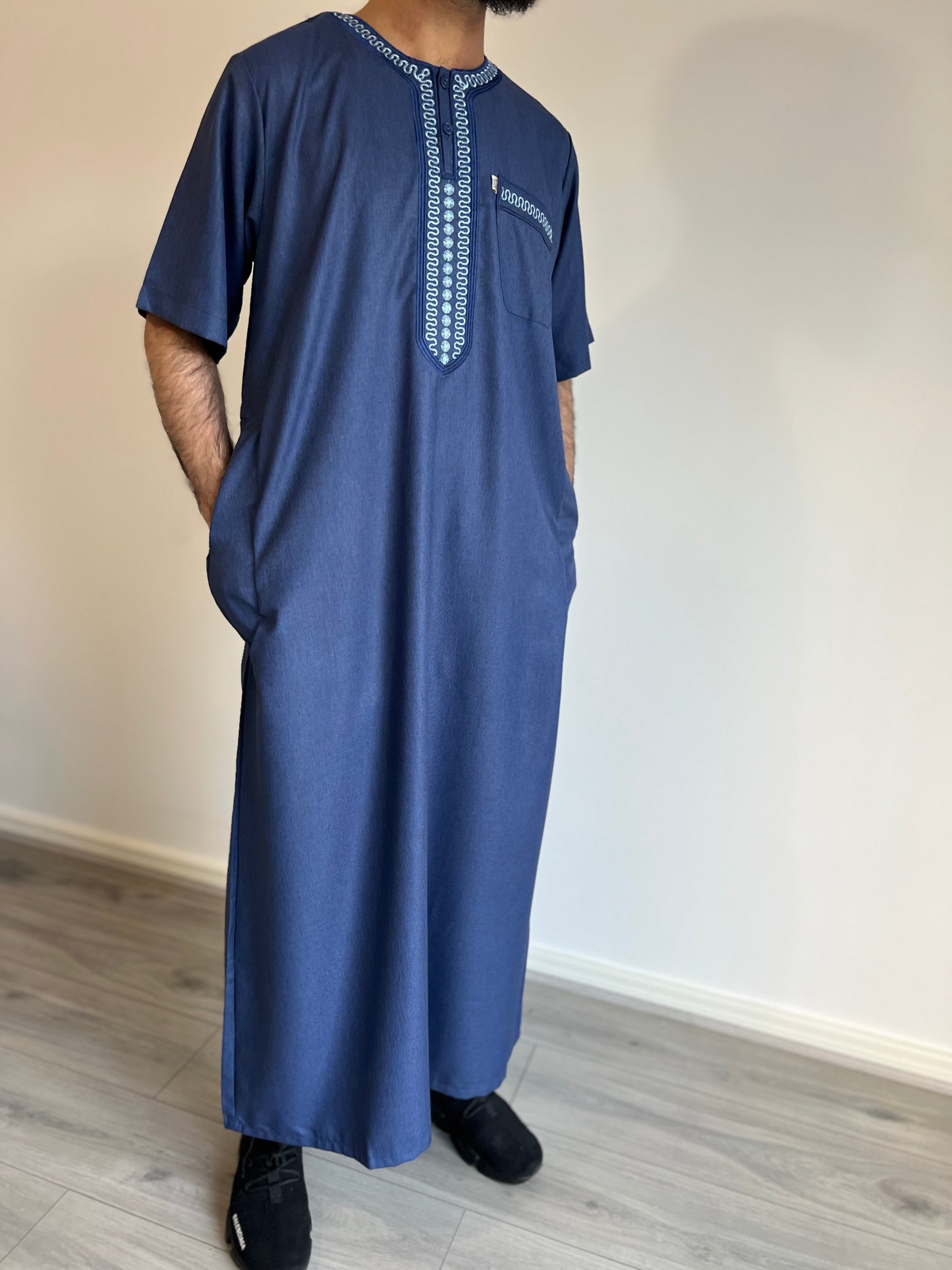 Moroccan Thobe - Navy Blue