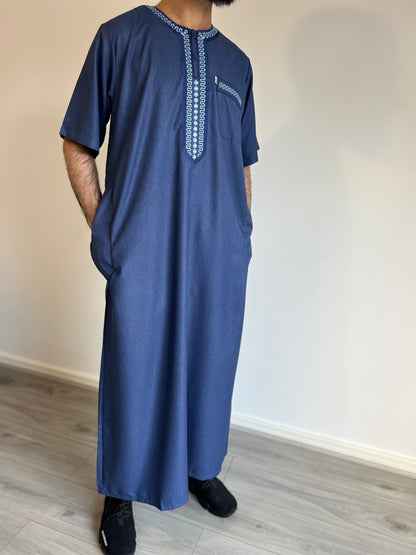 Moroccan Thobe - Navy Blue