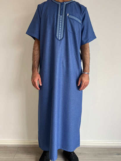 Moroccan Thobe - True Blue