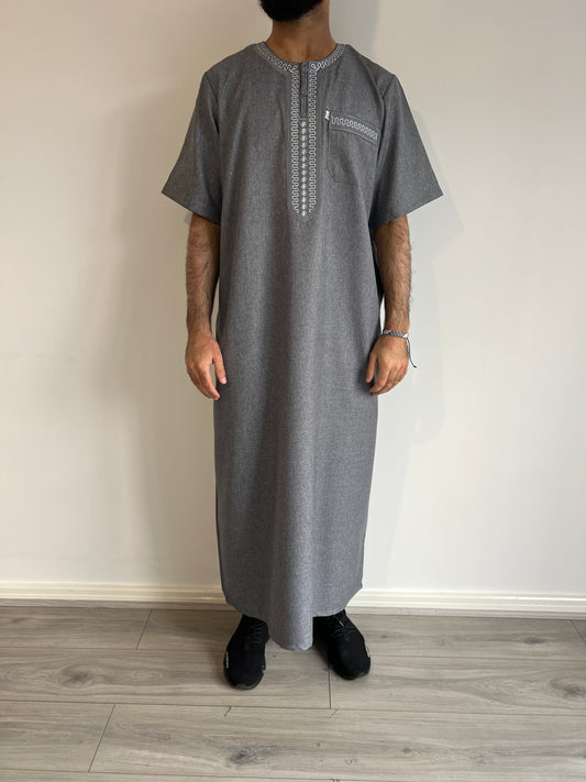 Moroccan Thobe - Slate Grey