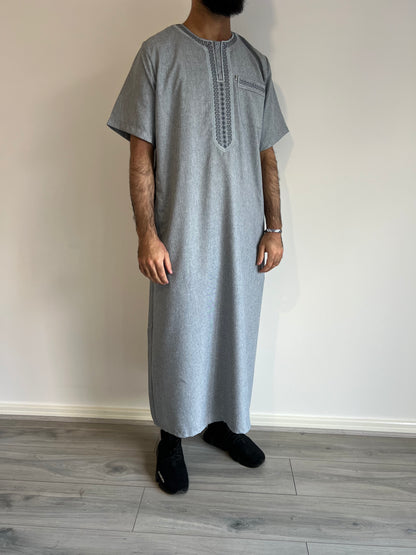 Moroccan Thobe - Light Grey