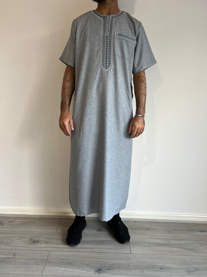 Moroccan Thobe - Light Grey