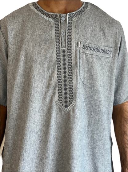 Moroccan Thobe - Light Grey