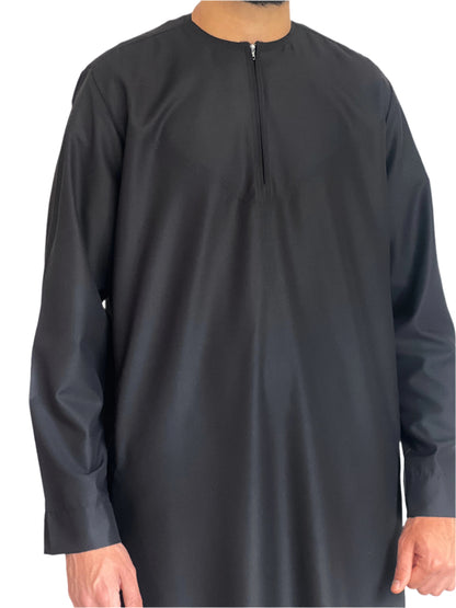 Premium Omani Thobe - Obsidian Black