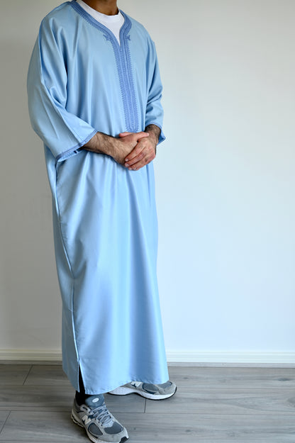 Premium Moroccan Thobe - Sky Blue